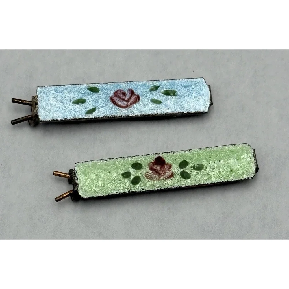Vintage 1950s Floral Enamel Barrettes Lot Mid Century Vanity Set